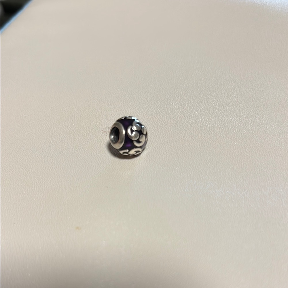 Pandora Purple and Silver Charm Bead